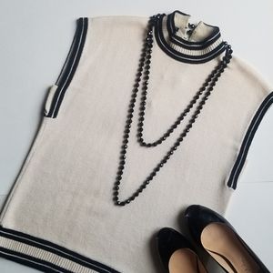 Vintage St. John/Marie Gray Knit Ivory/Black Top